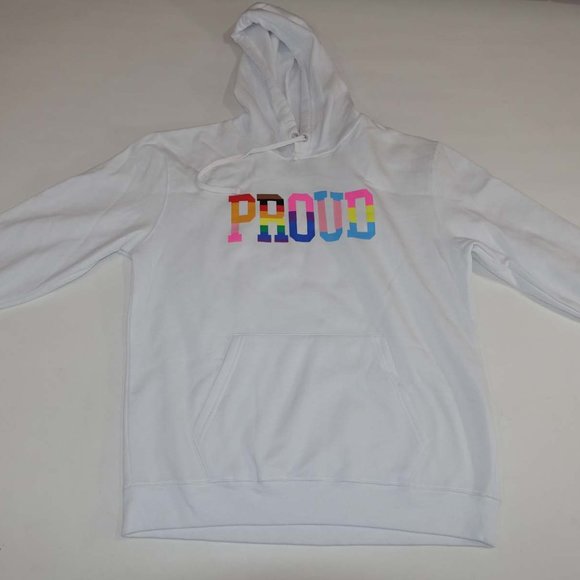 Phluid Project Men's Proud Hoodie Sweatshirt Large NWT White Rainbow LGBTQ L - Picture 1 of 6